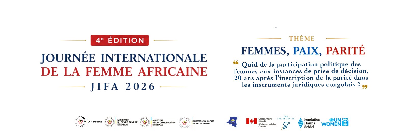 JIFA 2026 – 4e édition de la Journée Internationale de la Femme Africaine, thème Femmes, Paix, Parité
